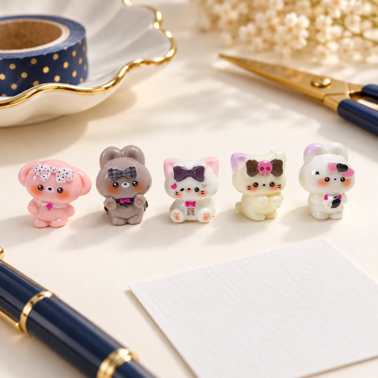 Animal Doll Resin Charms RW002217 in an illustrative craft workspace