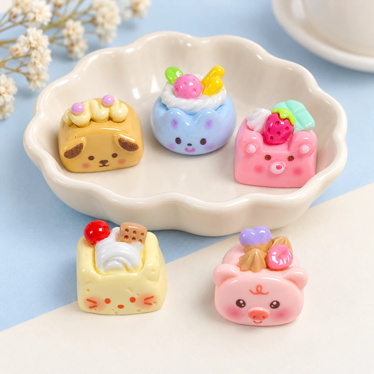 Animal Face Cake Resin Charms RW001867 displayed for assortment selection