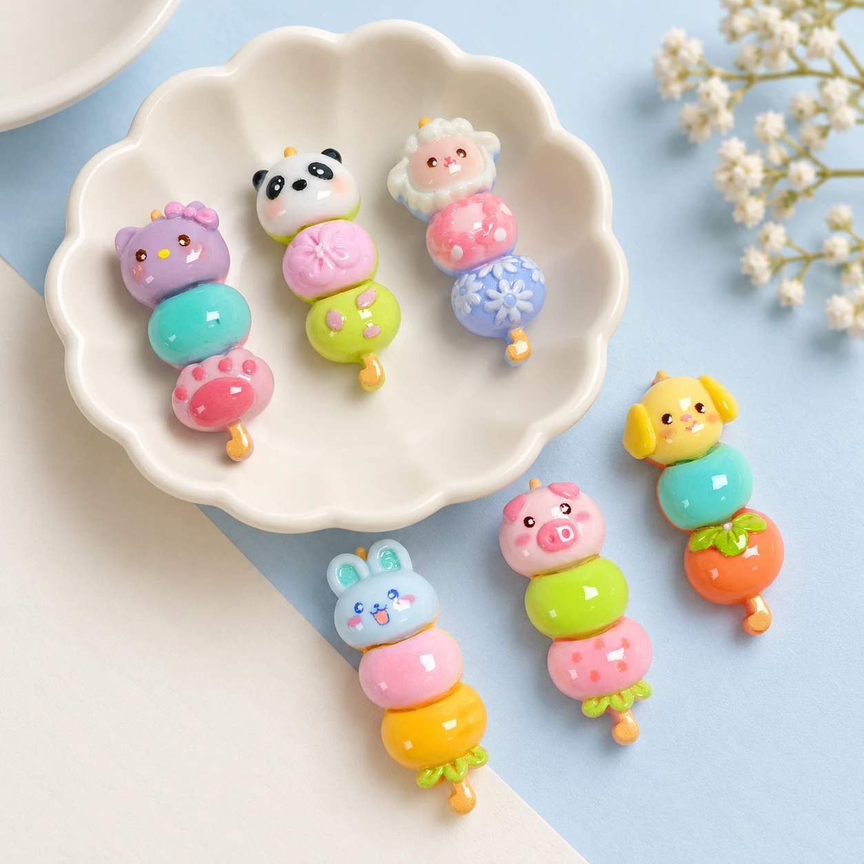 Animal Face Skewer Resin Charms RW003333 displayed for assortment selection