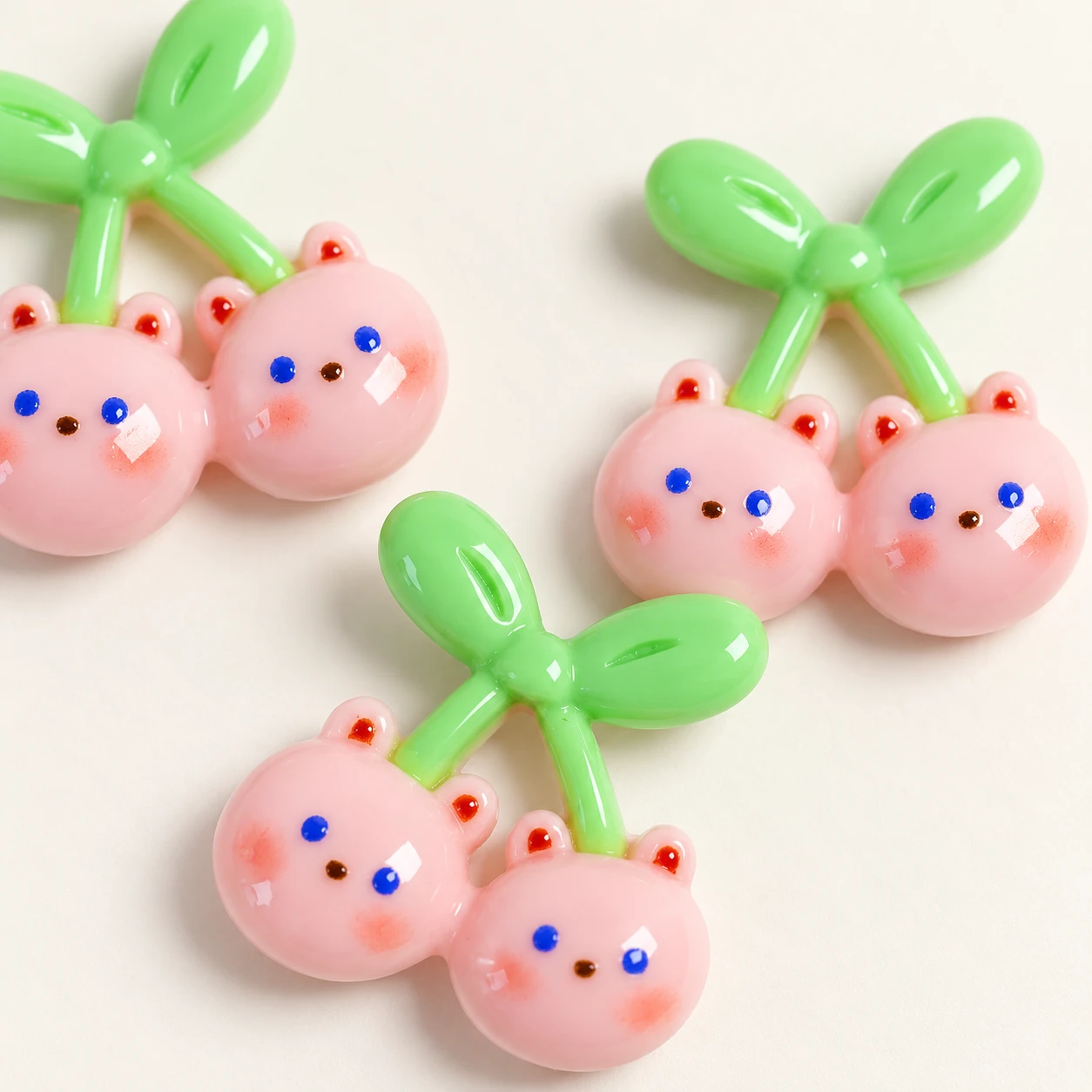 Cherry Bear Resin Charms RW002852 close-up showing the decorative shape and finish