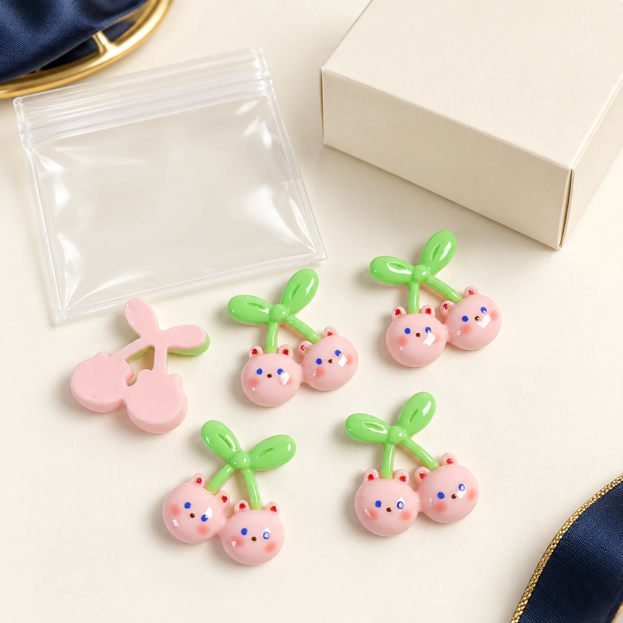 Cherry Bear Resin Charms RW002852 with illustrative private-label packaging