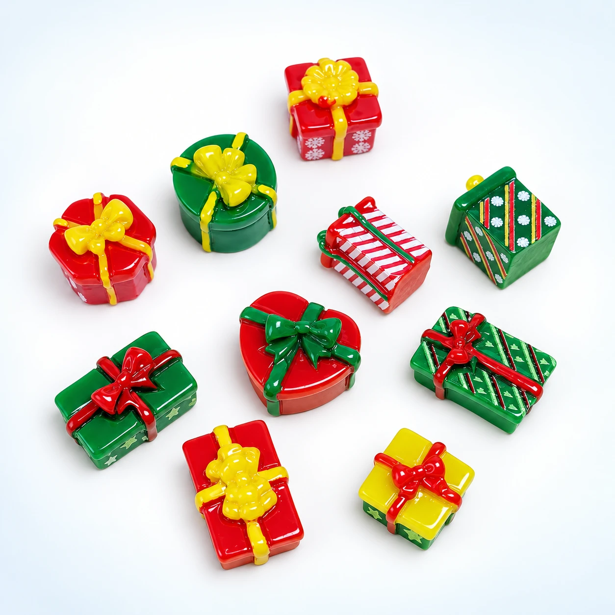 Christmas Gift Box Resin Charms RW002635 on a clean light studio background