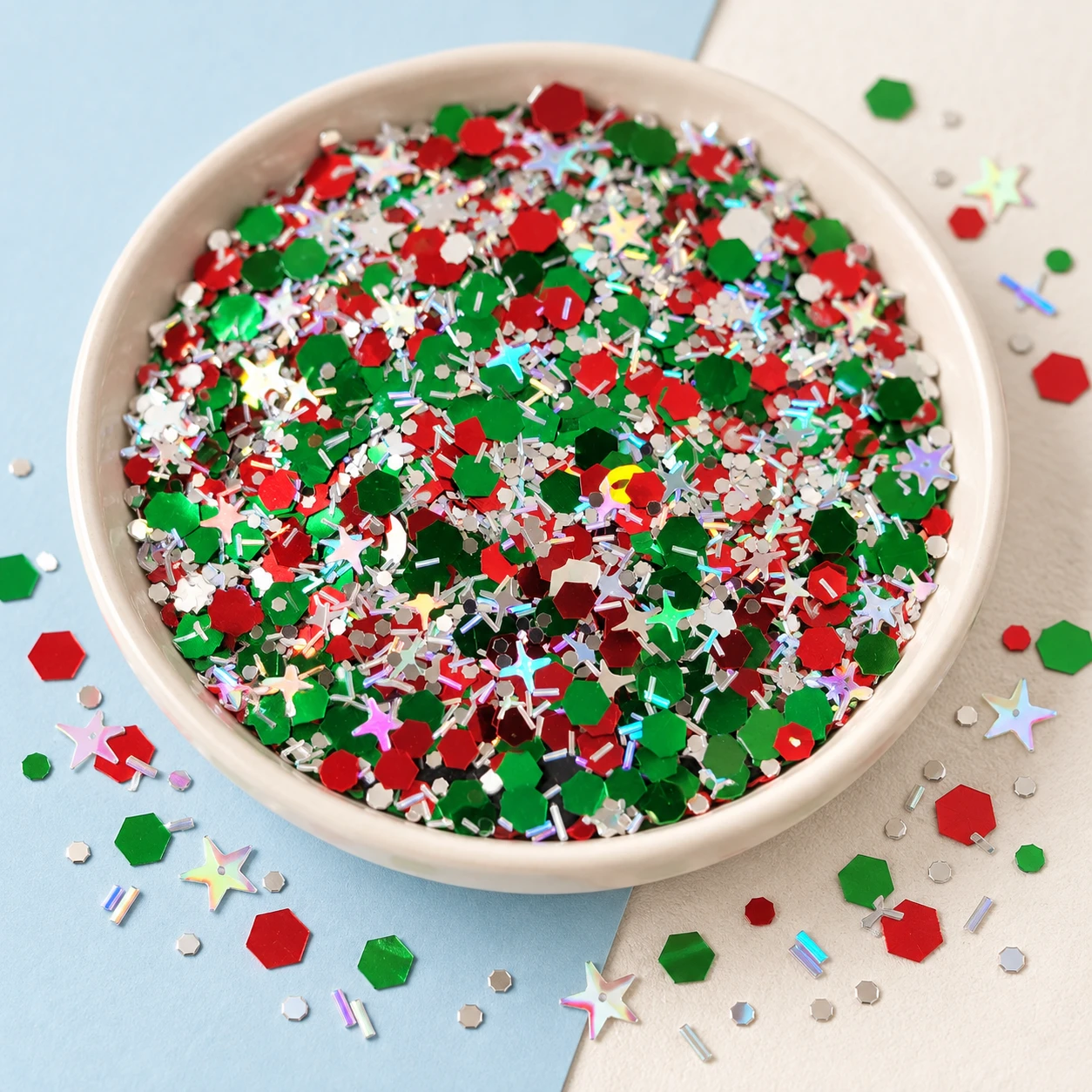Christmas Red Green White Sequin Mix MA246 displayed for assortment selection