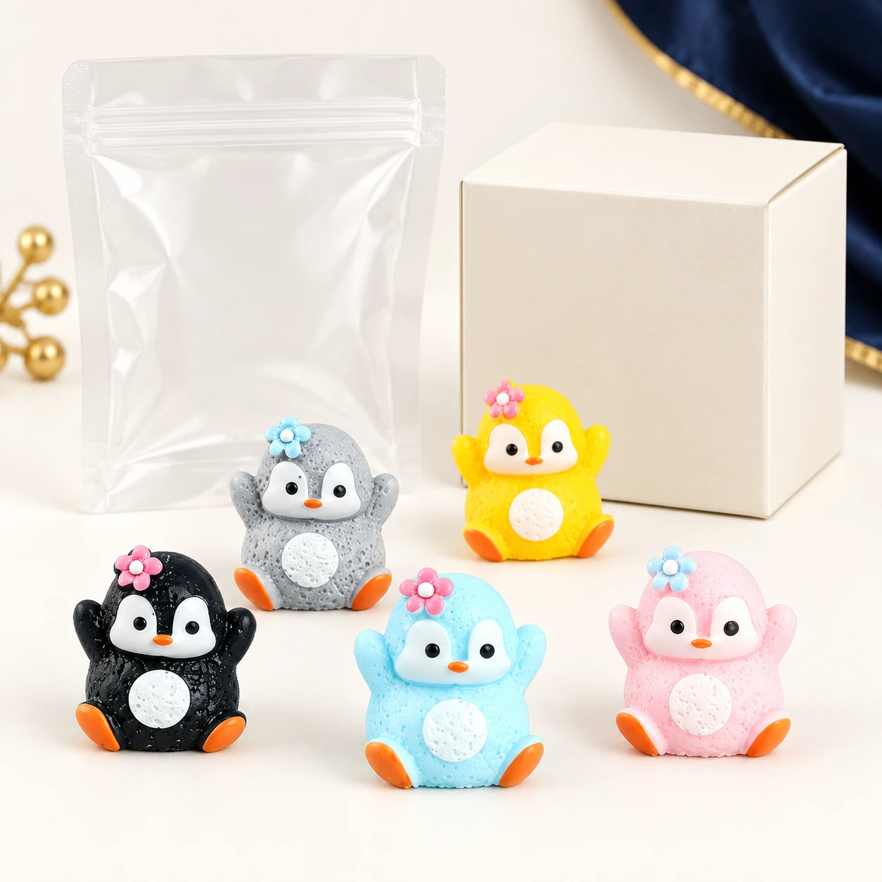 Colorful Penguin Resin Miniatures RW003398 with illustrative private-label packaging