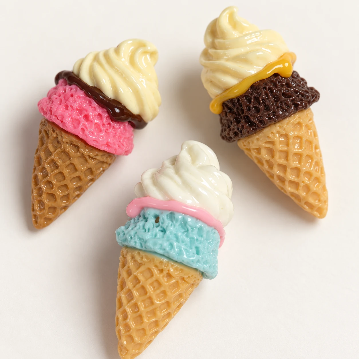 Double Scoop Ice Cream Resin Charms RW001380 close-up showing the decorative shape and finish