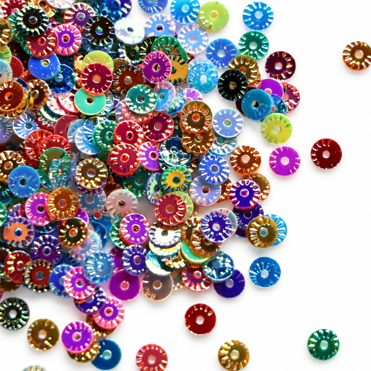 Embossed Round Metallic Sequins MA005 on a clean light studio background