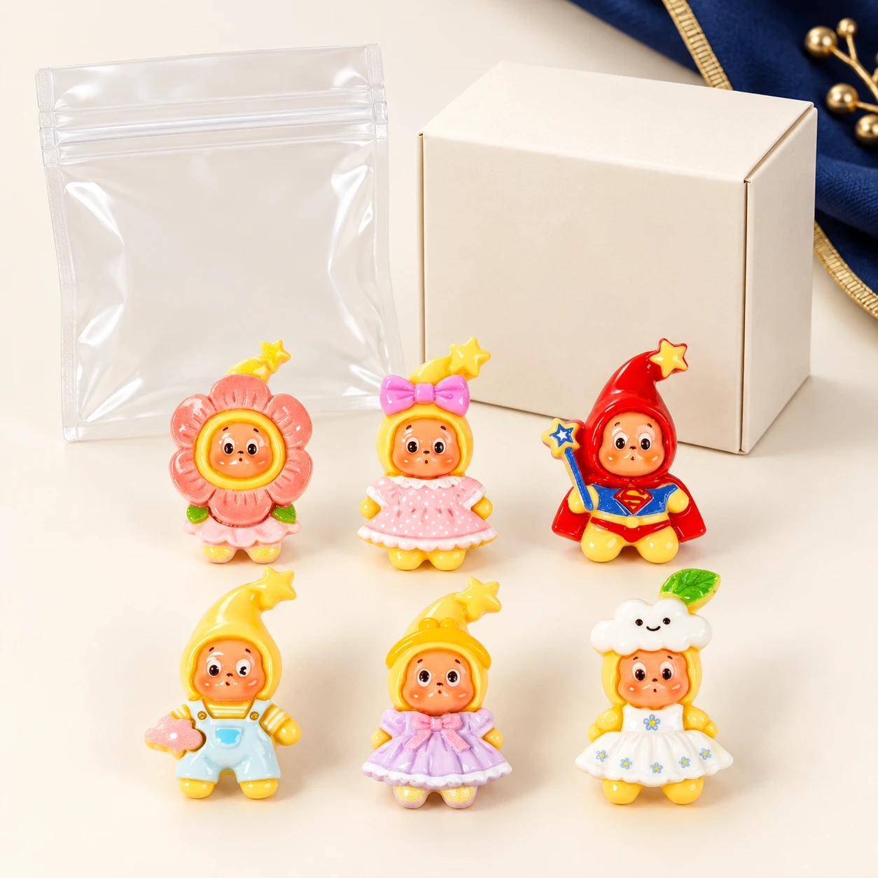 Fairytale Costume Figure Resin Charms RW001855 with illustrative private-label packaging