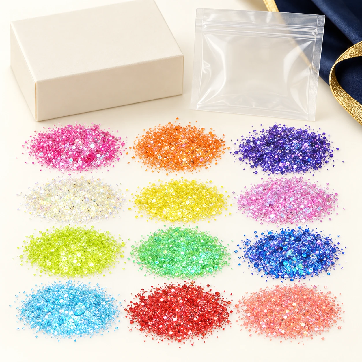 Fine Glitter Color Collection MA195 with illustrative private-label packaging