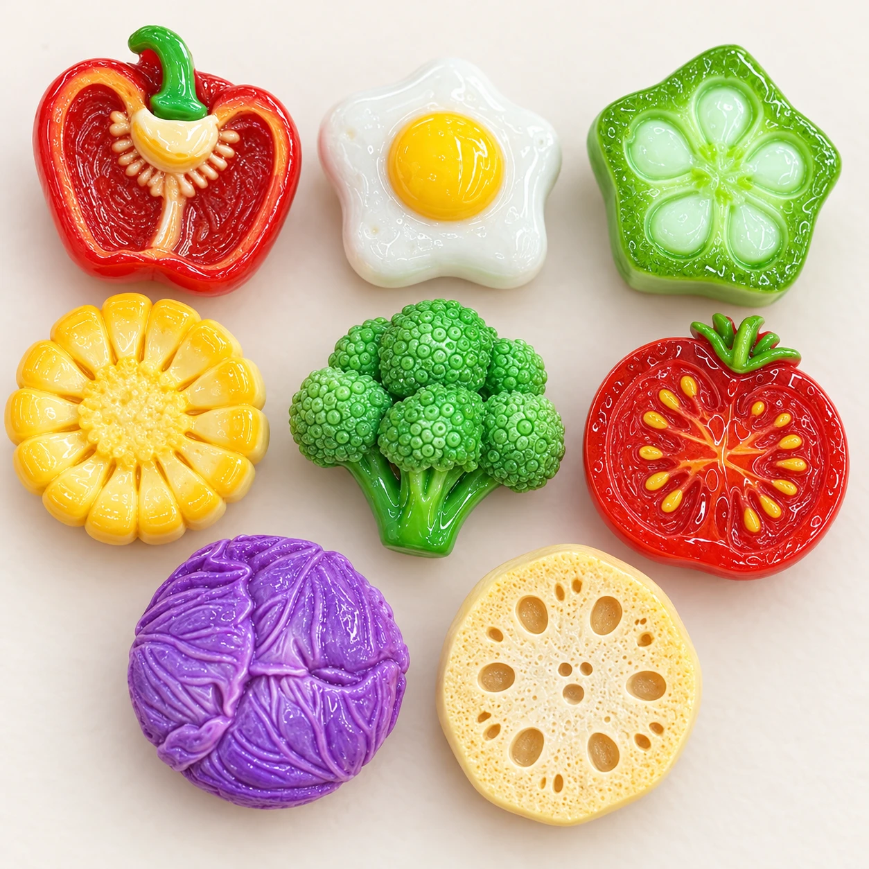 Fruit and Vegetable Slice Resin Assortment RW004682 close-up showing the decorative shape and finish