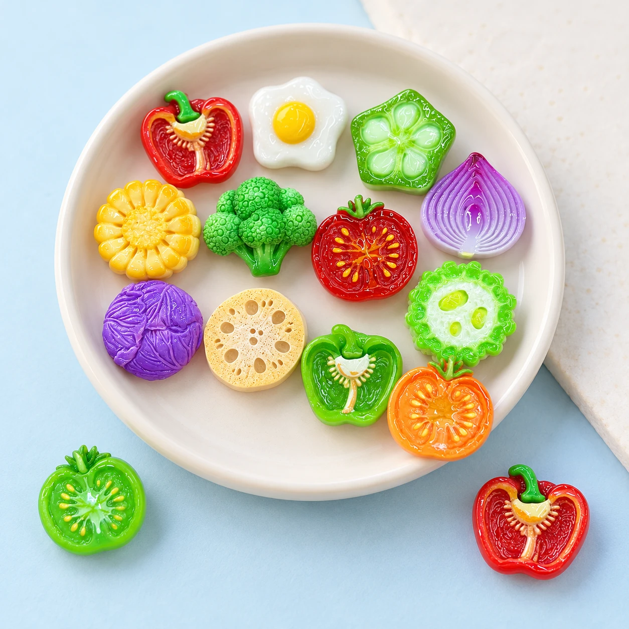 Fruit and Vegetable Slice Resin Assortment RW004682 displayed for assortment selection