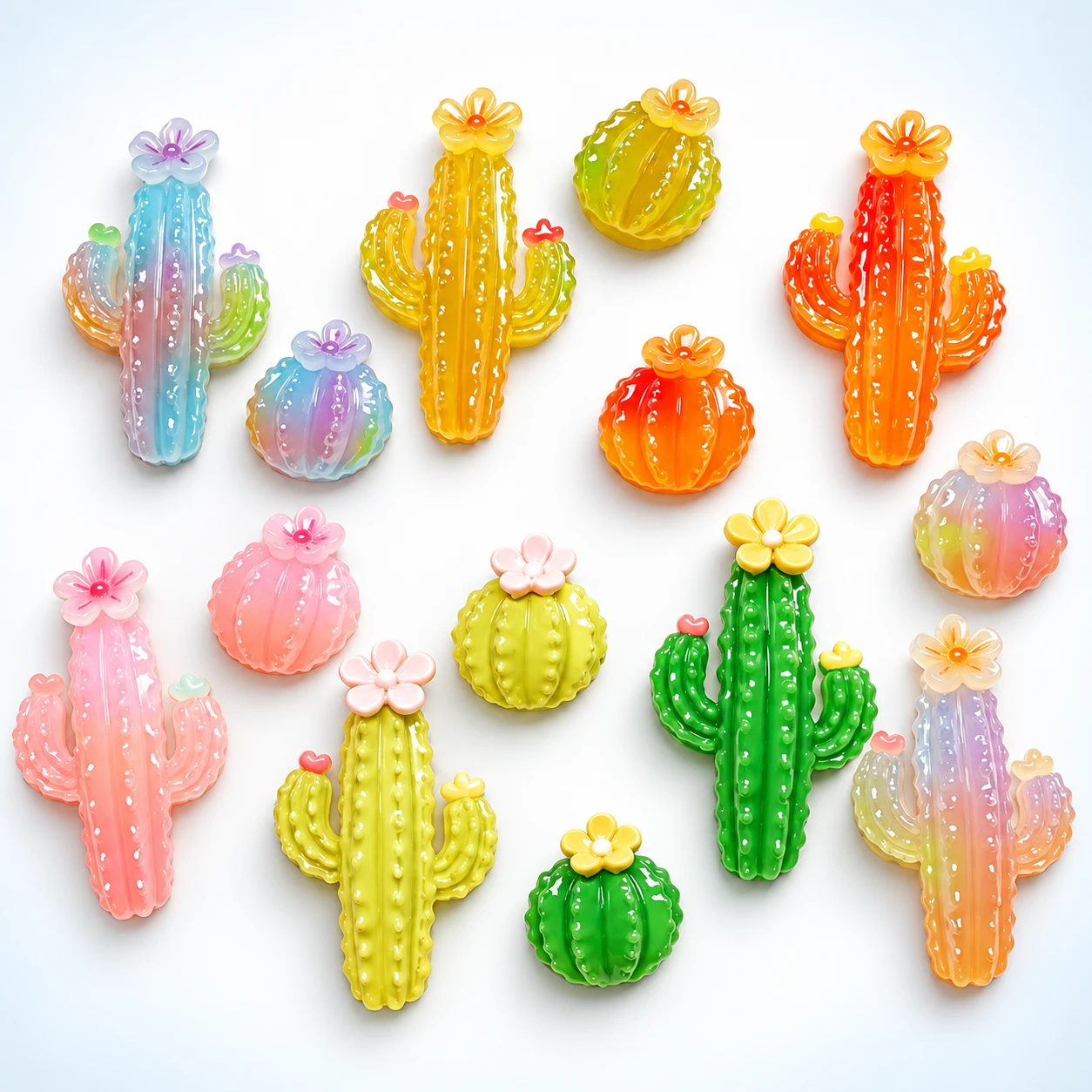 Glitter Cactus Resin Charms RW0024009 on a clean light studio background
