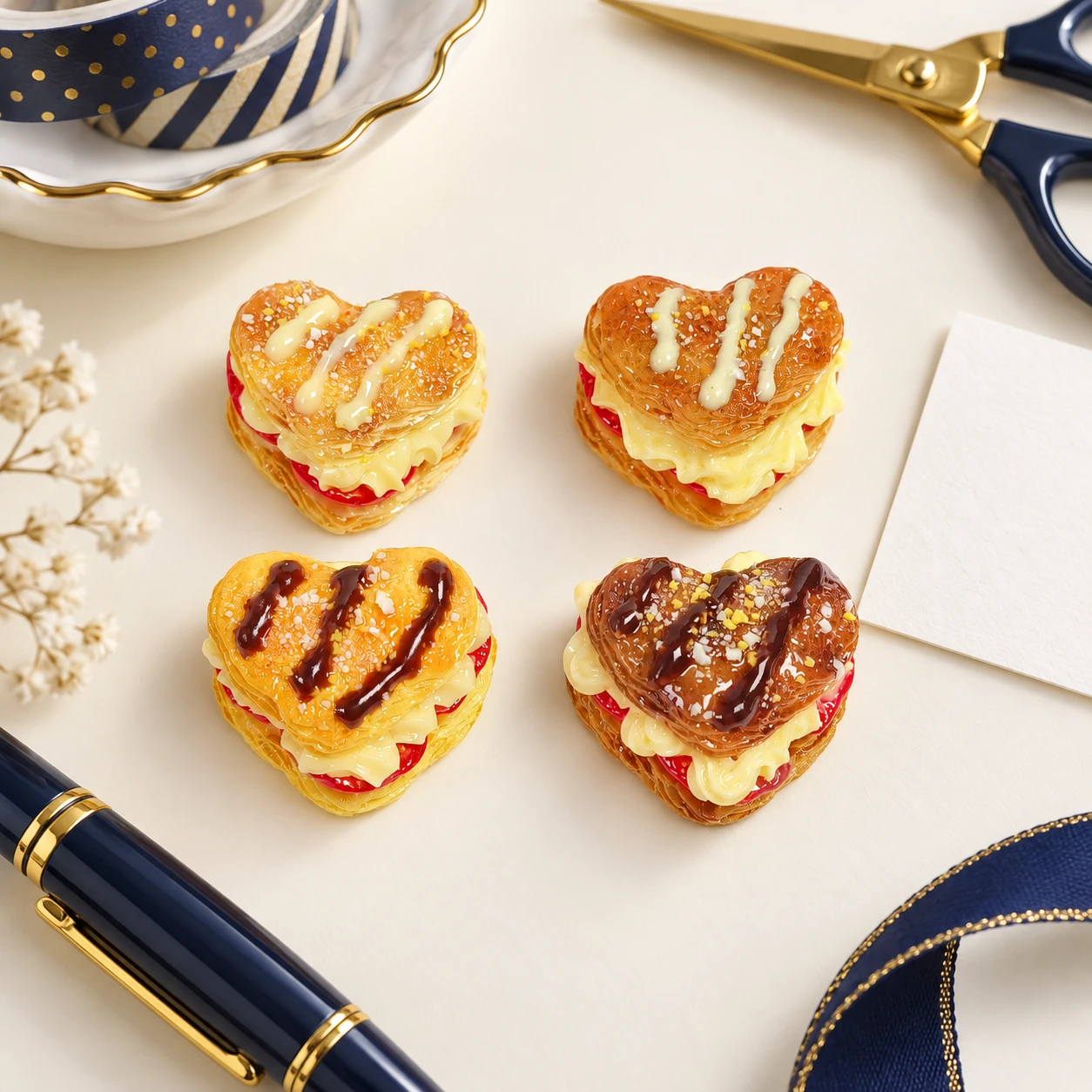 Heart Cake Resin Miniatures RW001821 in an illustrative craft workspace