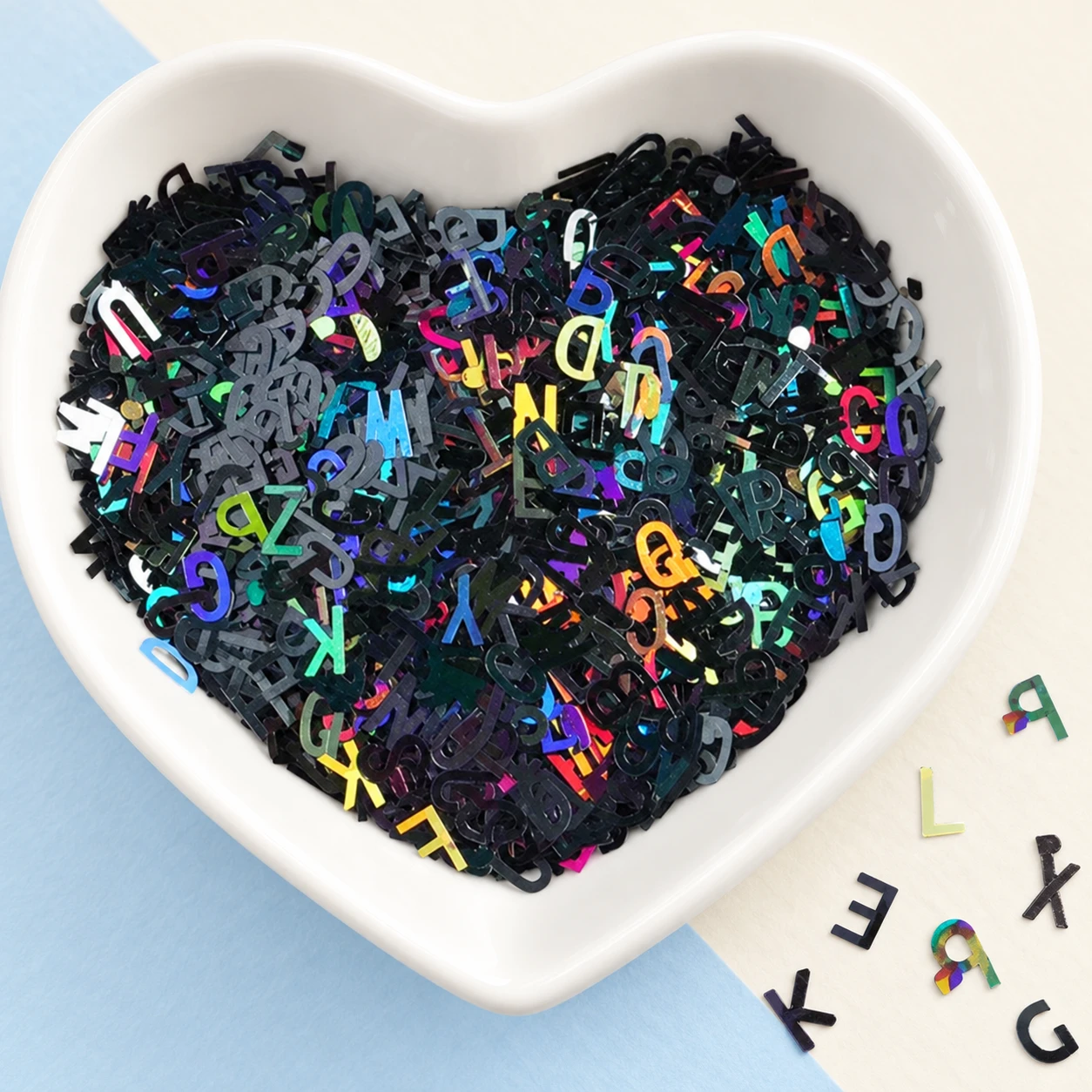 Holographic Alphabet Confetti MA305 displayed for assortment selection