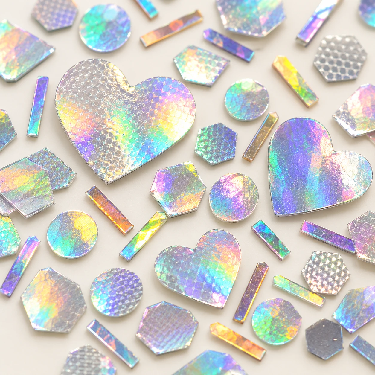 Iridescent Heart and Round Sequin Mix MA120 close-up showing the decorative shape and finish