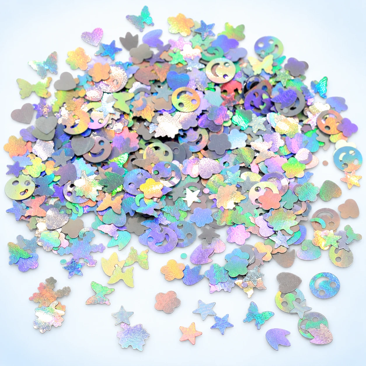 Iridescent Mixed Shape Sequins MA085 on a clean light studio background