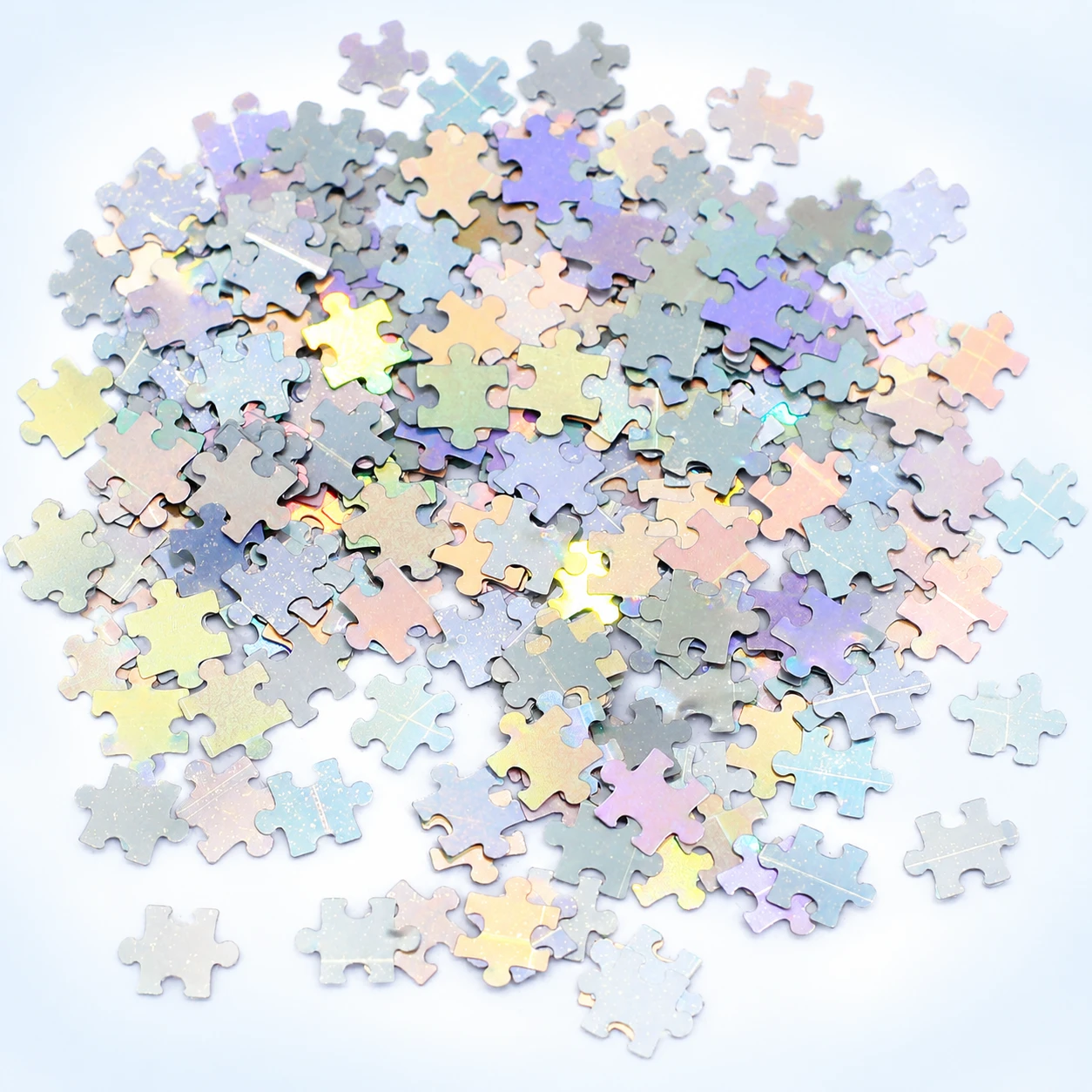 Iridescent Puzzle Piece Sequins MA098 on a clean light studio background