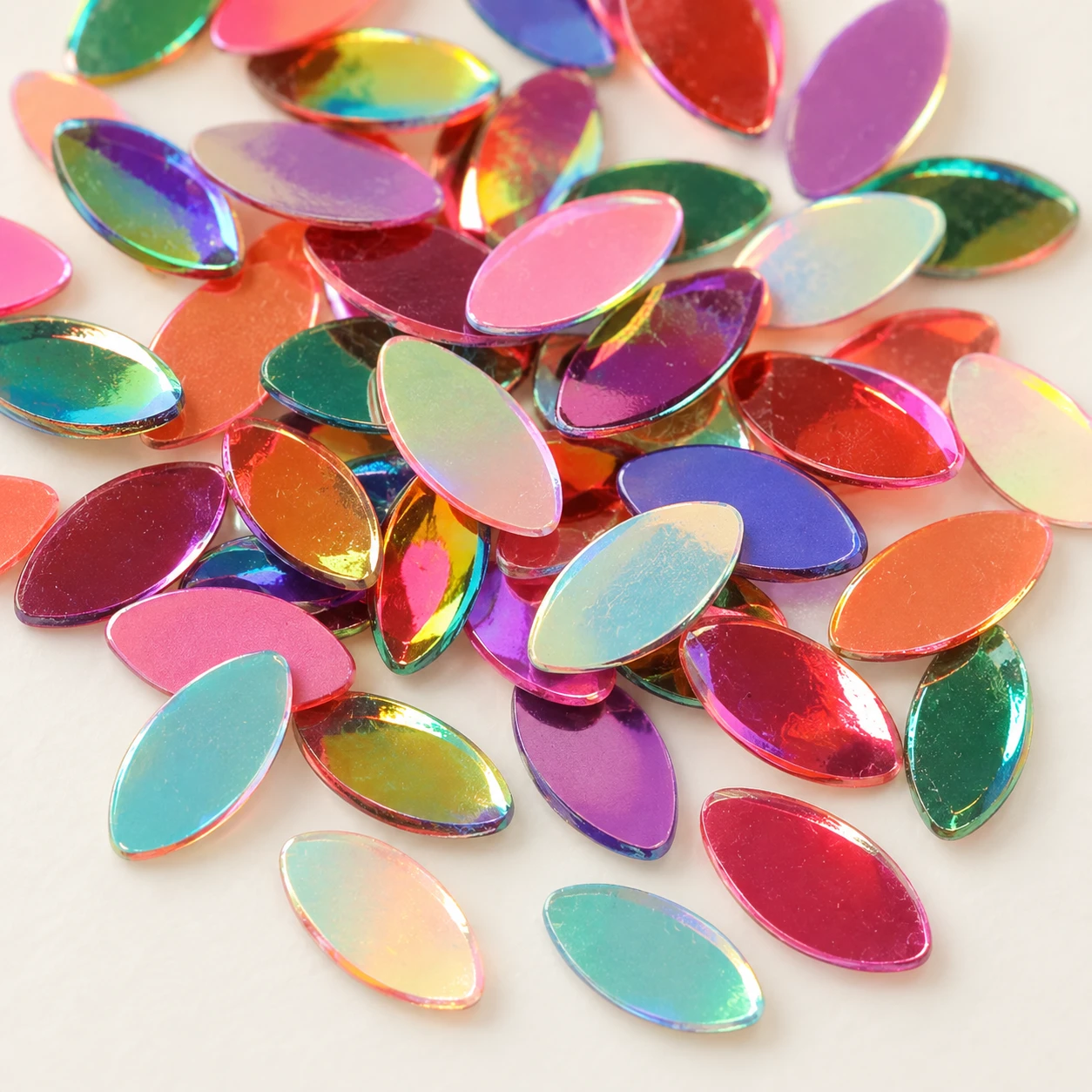 Iridescent Rice-Shaped Sequins MA006 close-up showing the decorative shape and finish
