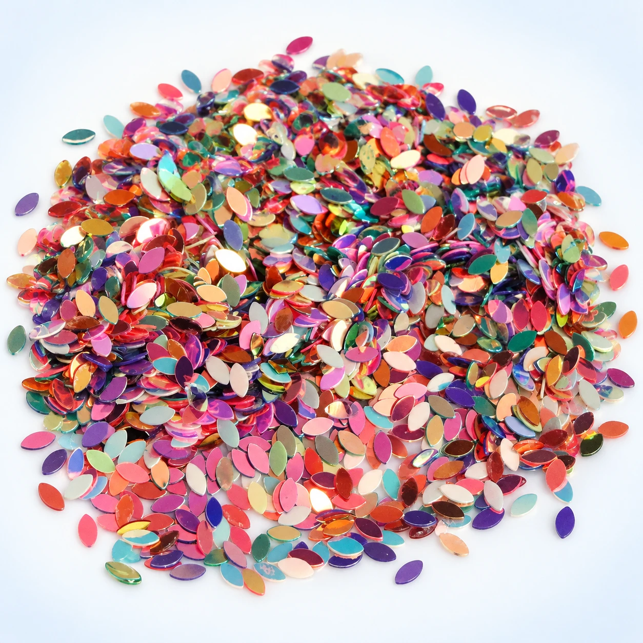 Iridescent Rice-Shaped Sequins MA006 on a clean light studio background