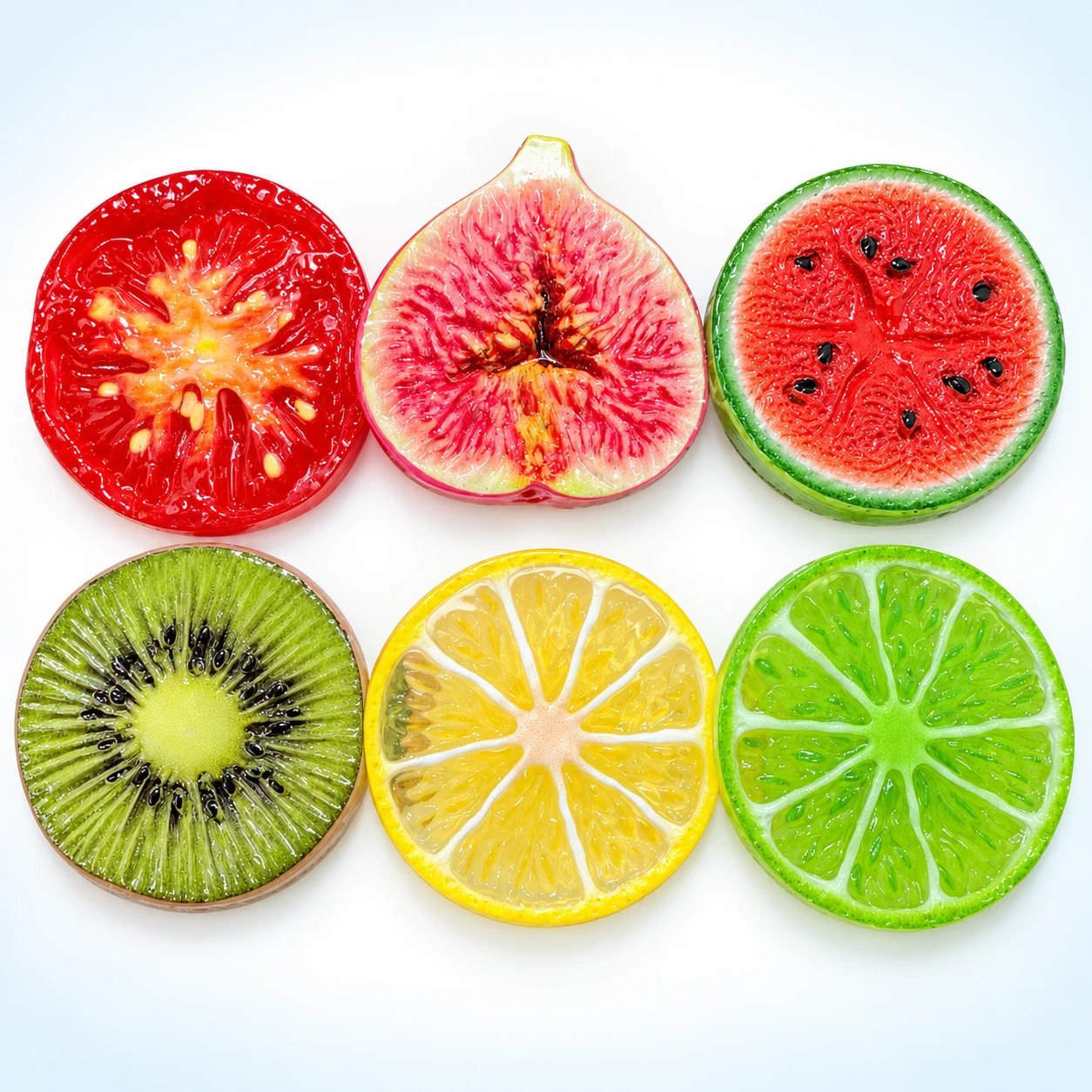 Large Fruit Slice Resin Charms RW003318 on a clean light studio background