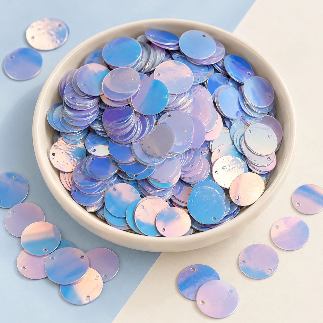 Large Iridescent Round Sequins MA021 displayed for assortment selection