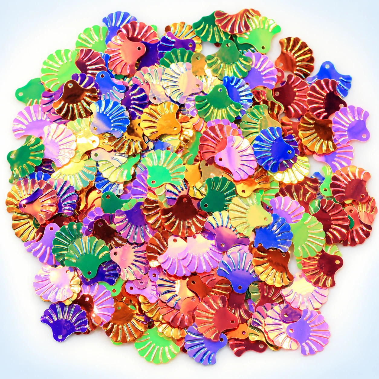 Large Metallic Fan Shell Sequins MA062 on a clean light studio background