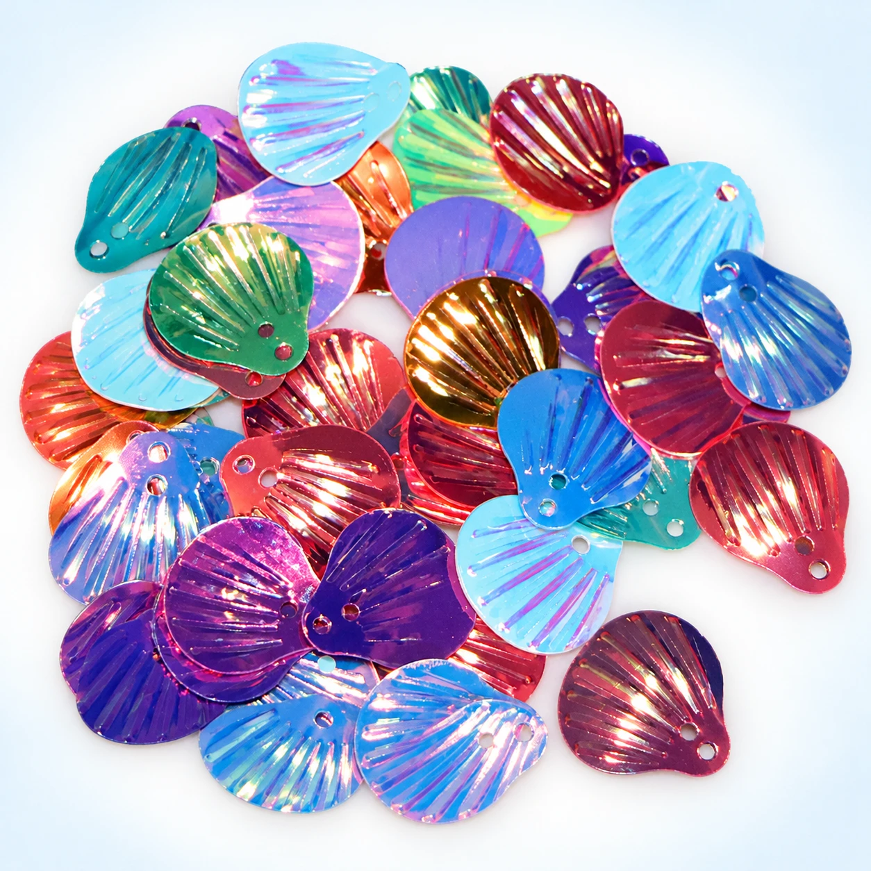 Large Metallic Scallop Shell Sequins MA001 on a clean light studio background