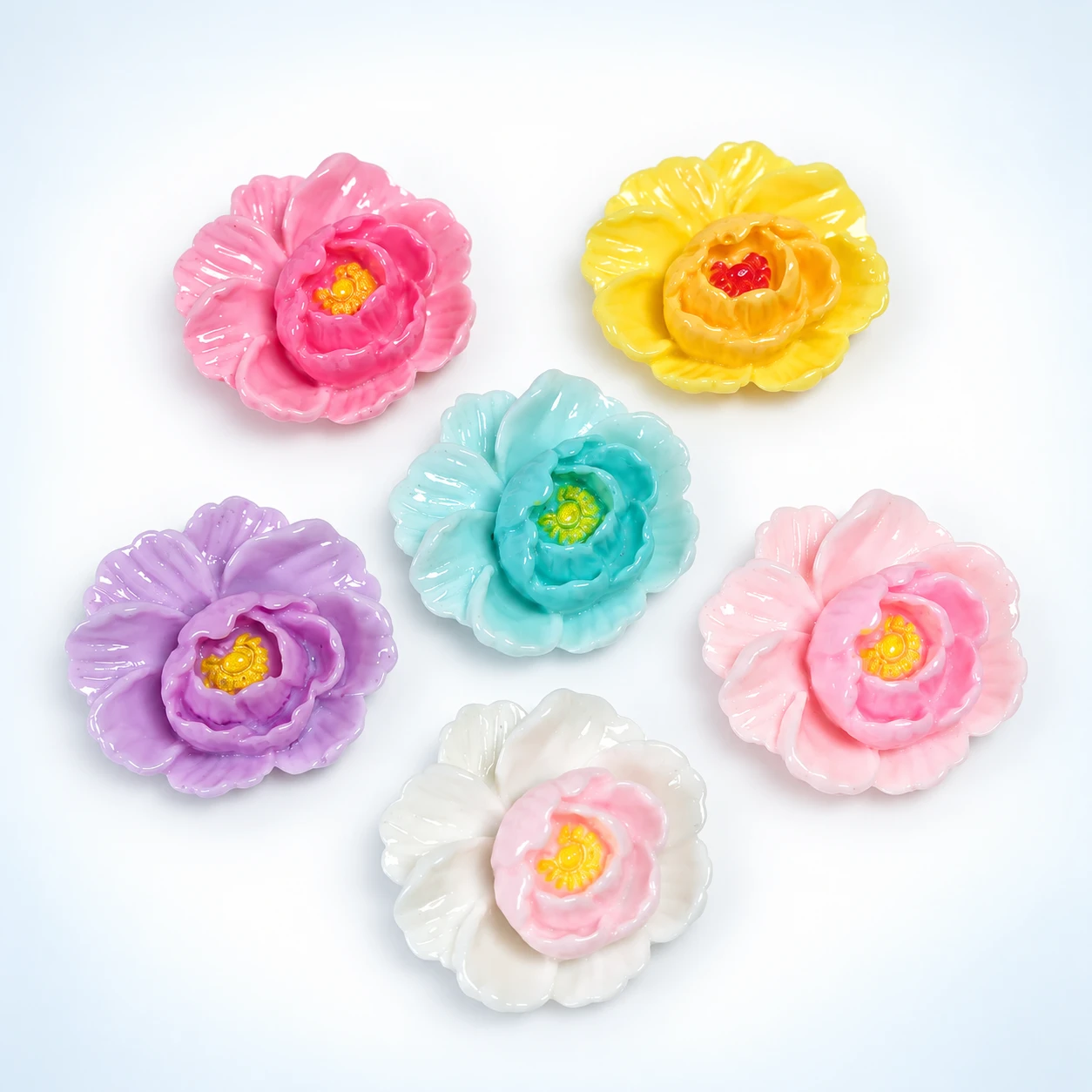 Layered Flower Resin Charms RW002255 on a clean light studio background
