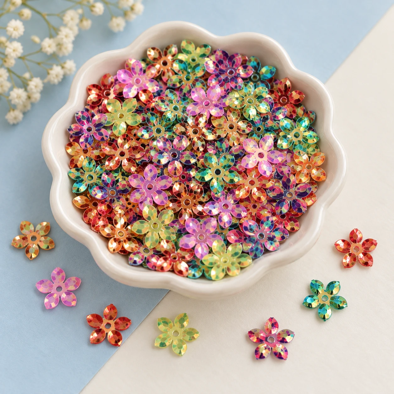 Metallic Flower Cup Sequins MA014 displayed for assortment selection