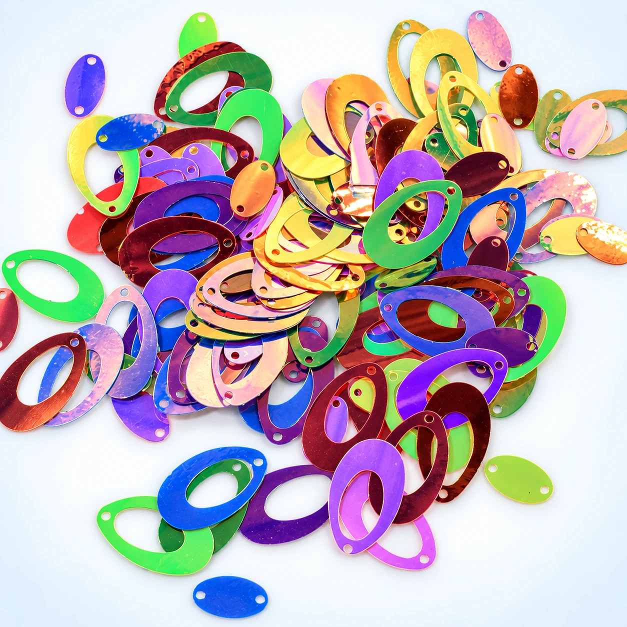 Metallic Hollow Oval Sequins MA052 on a clean light studio background