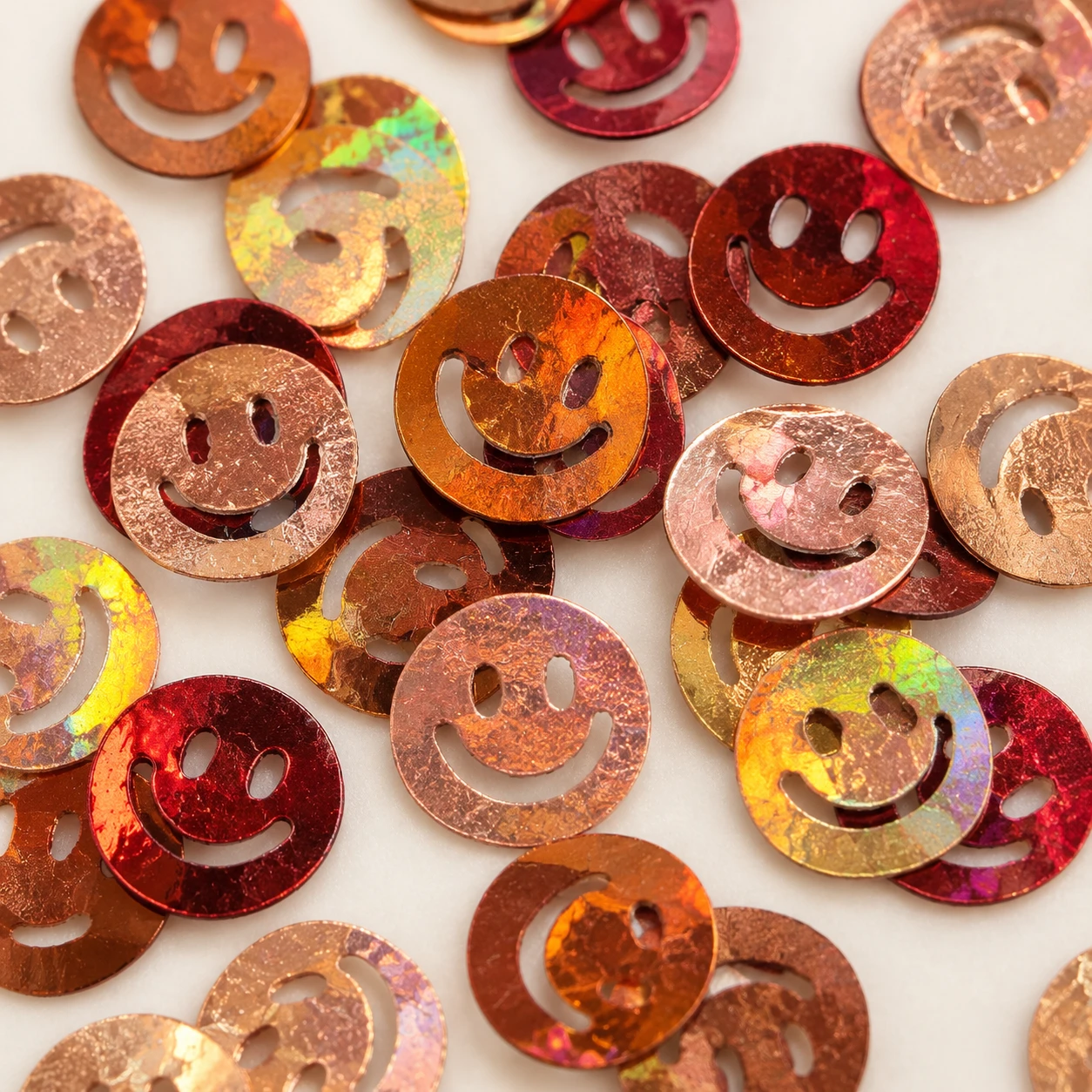 Metallic Smiley Face Sequins MA177 close-up showing the decorative shape and finish