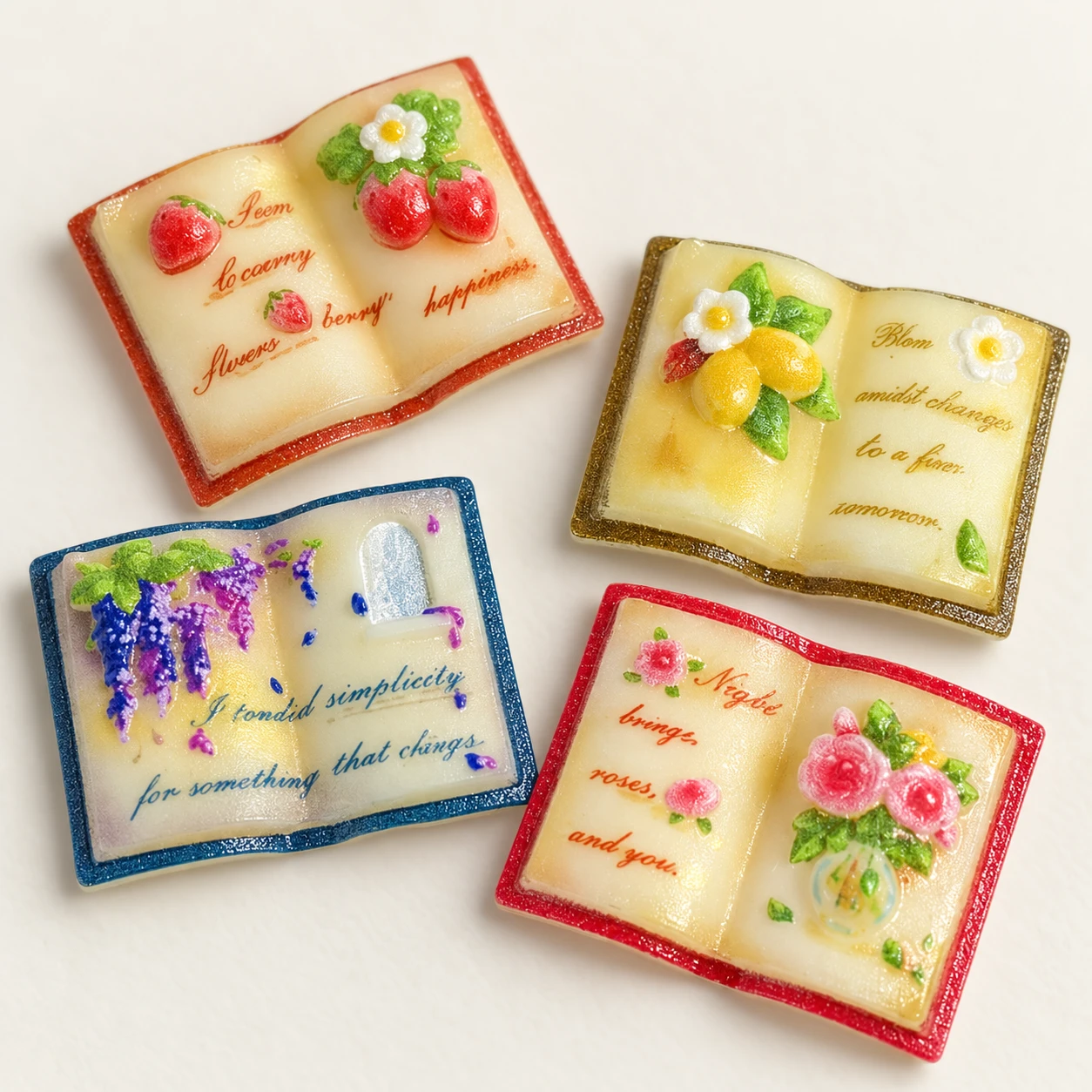 Mini Floral Book Resin Charms RW003270 close-up showing the decorative shape and finish