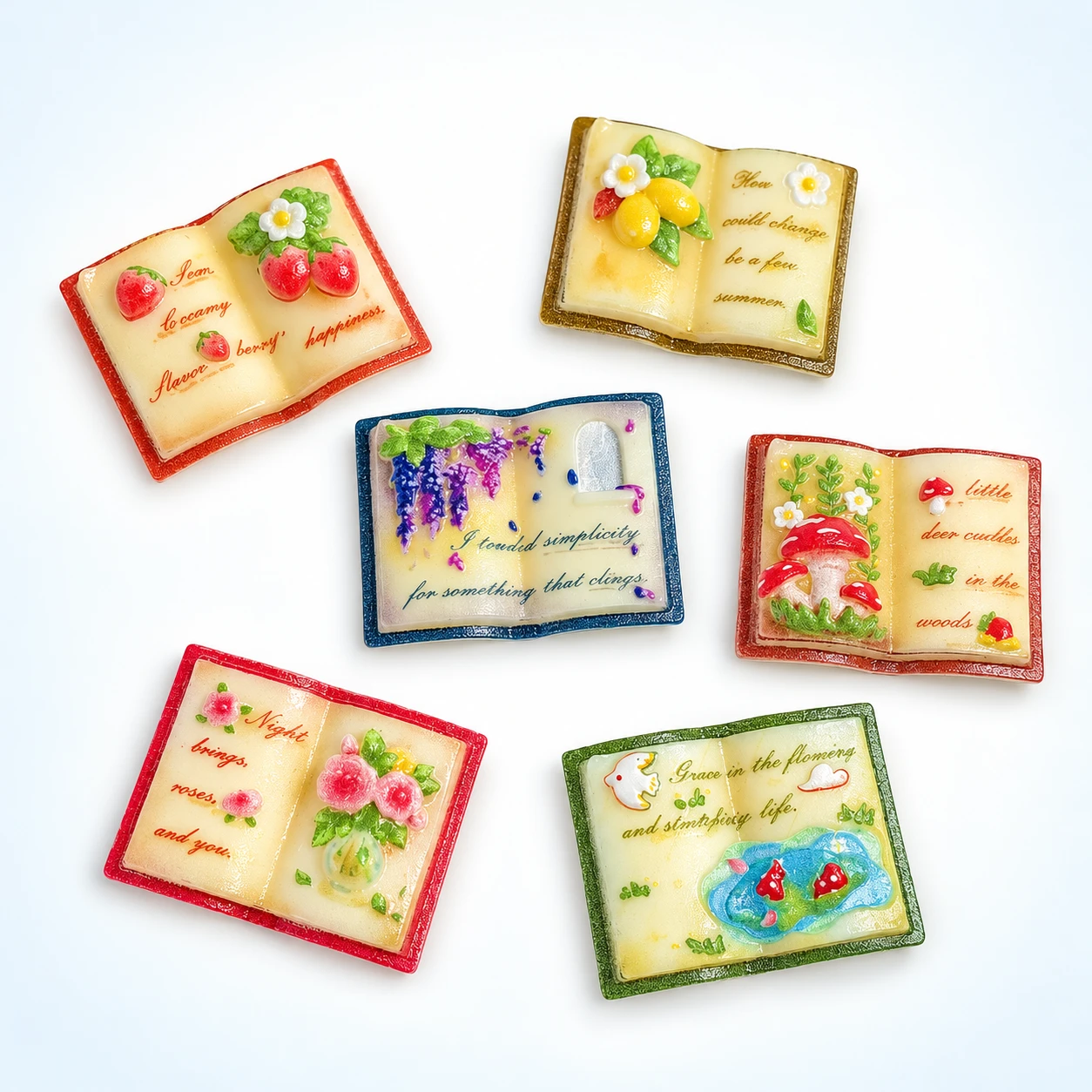 Mini Floral Book Resin Charms RW003270 on a clean light studio background