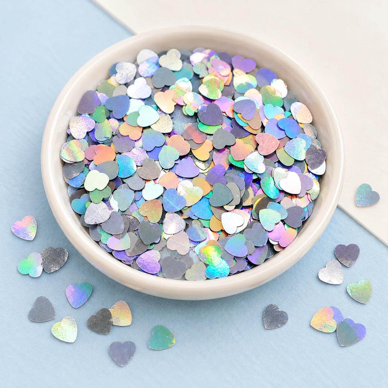 Mini Iridescent Heart Sequins MA071 displayed for assortment selection