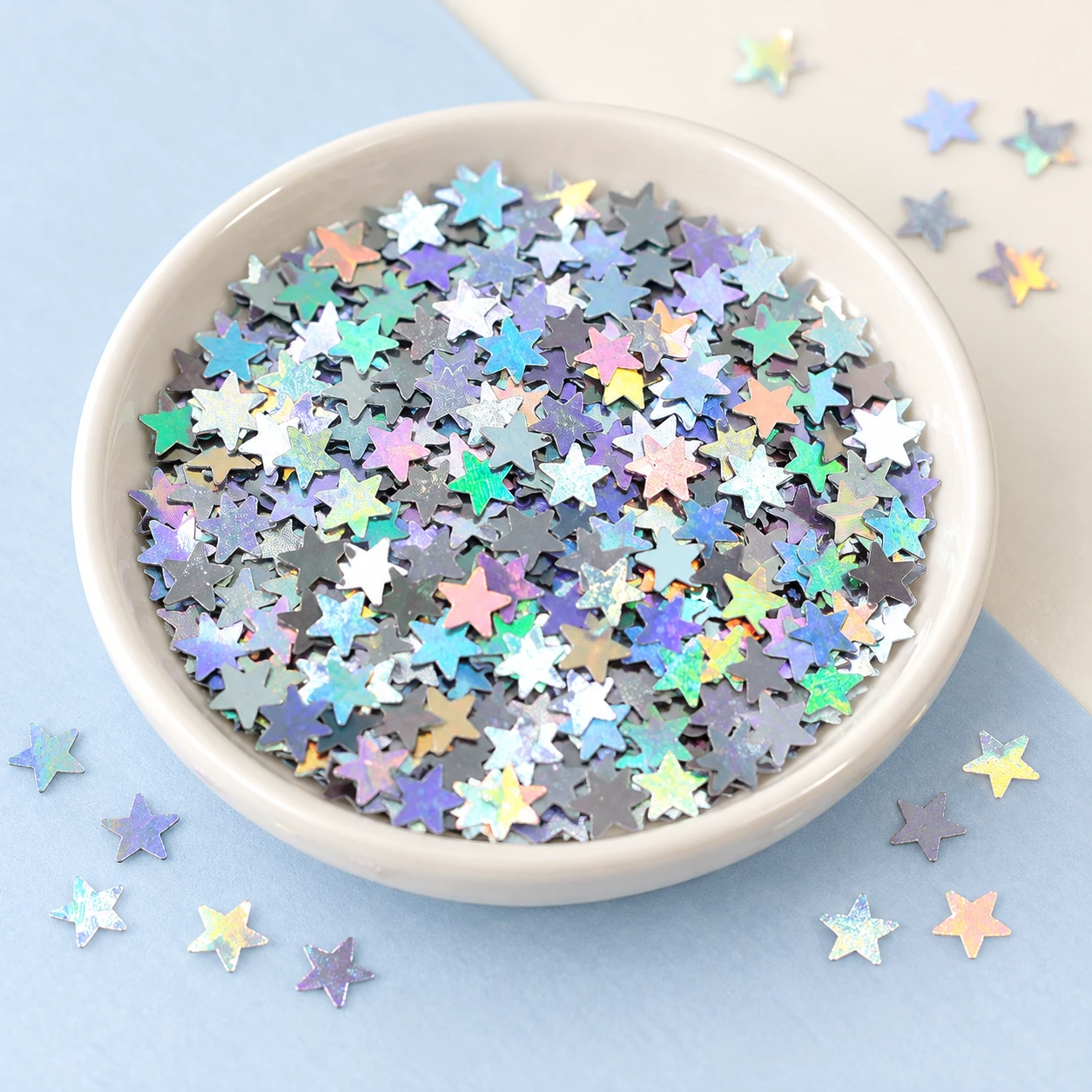 Mini Iridescent Star Sequins MA072 displayed for assortment selection