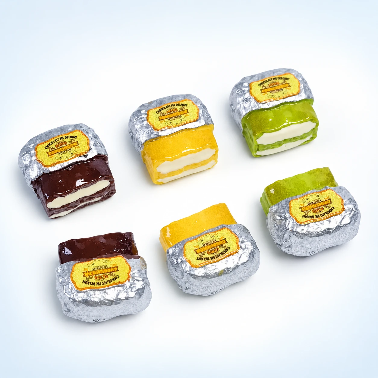 Mini Wrapped Chocolate Resin Charms RW001991 on a clean light studio background
