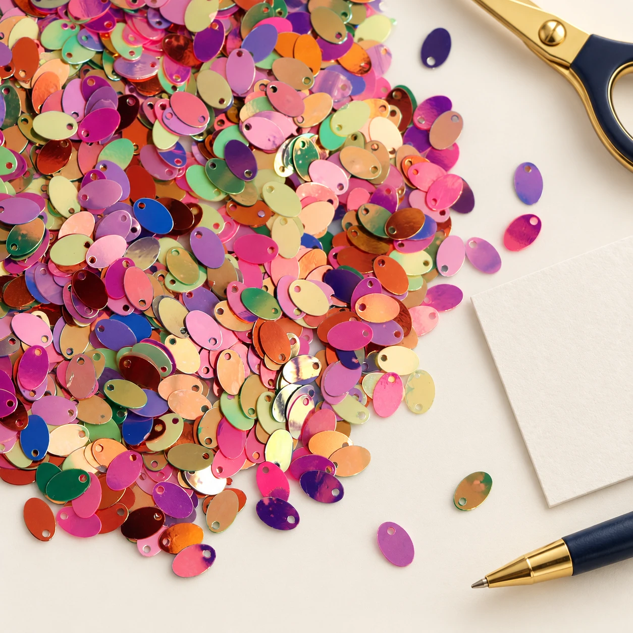 Multicolor Flat Disc Sequins MA018 in an illustrative craft workspace