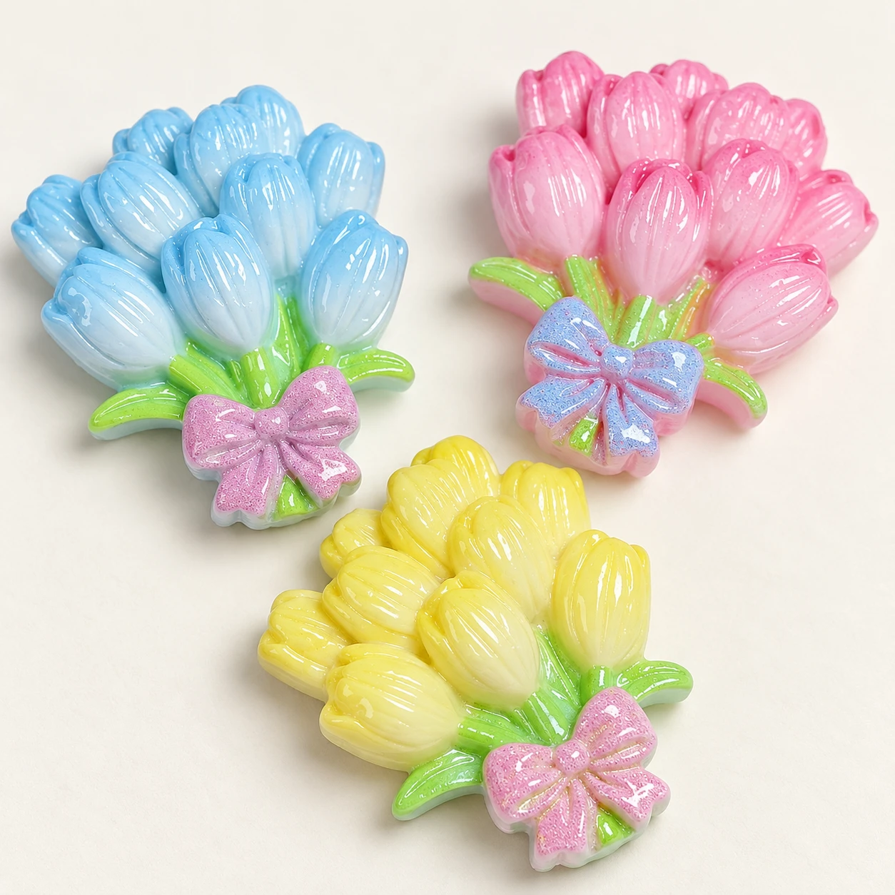 Pastel Bouquet Resin Charms RW002650 close-up showing the decorative shape and finish