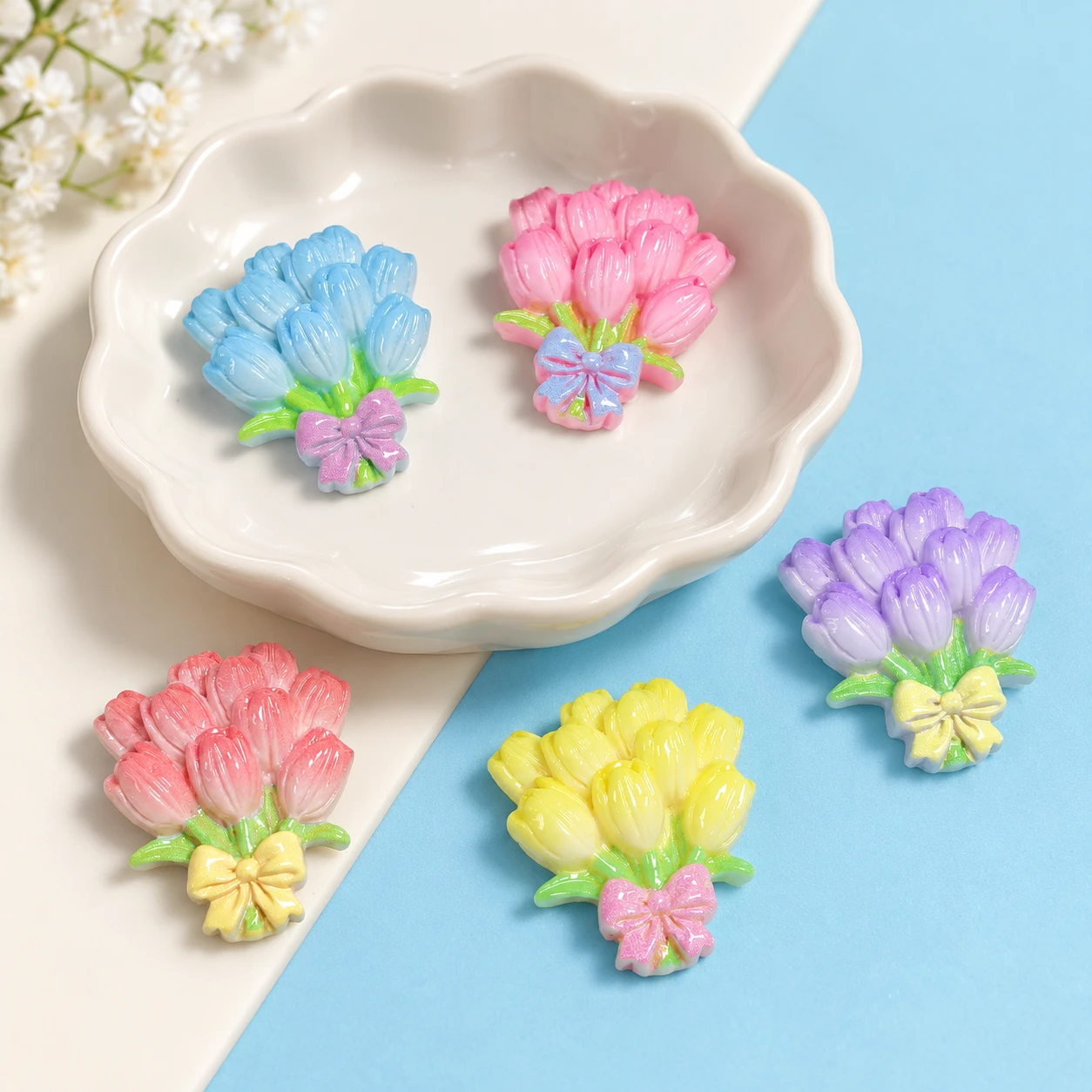 Pastel Bouquet Resin Charms RW002650 displayed for assortment selection