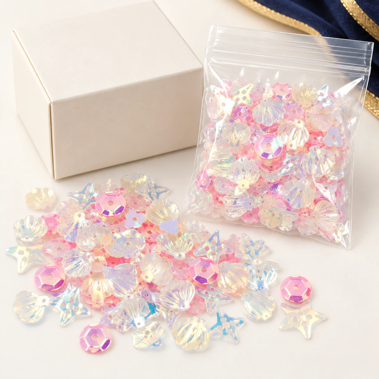 Pastel Cupped Sequin Mix MA095 with illustrative private-label packaging