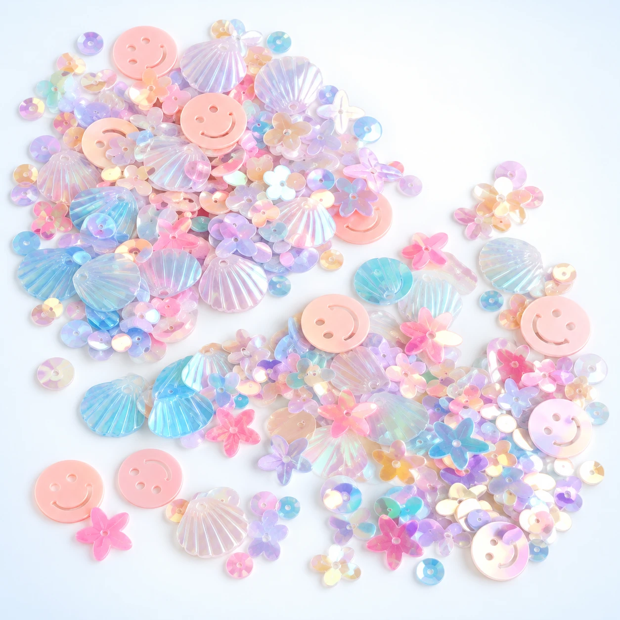 Pastel Iridescent Smiley Face Sequins MA184 on a clean light studio background