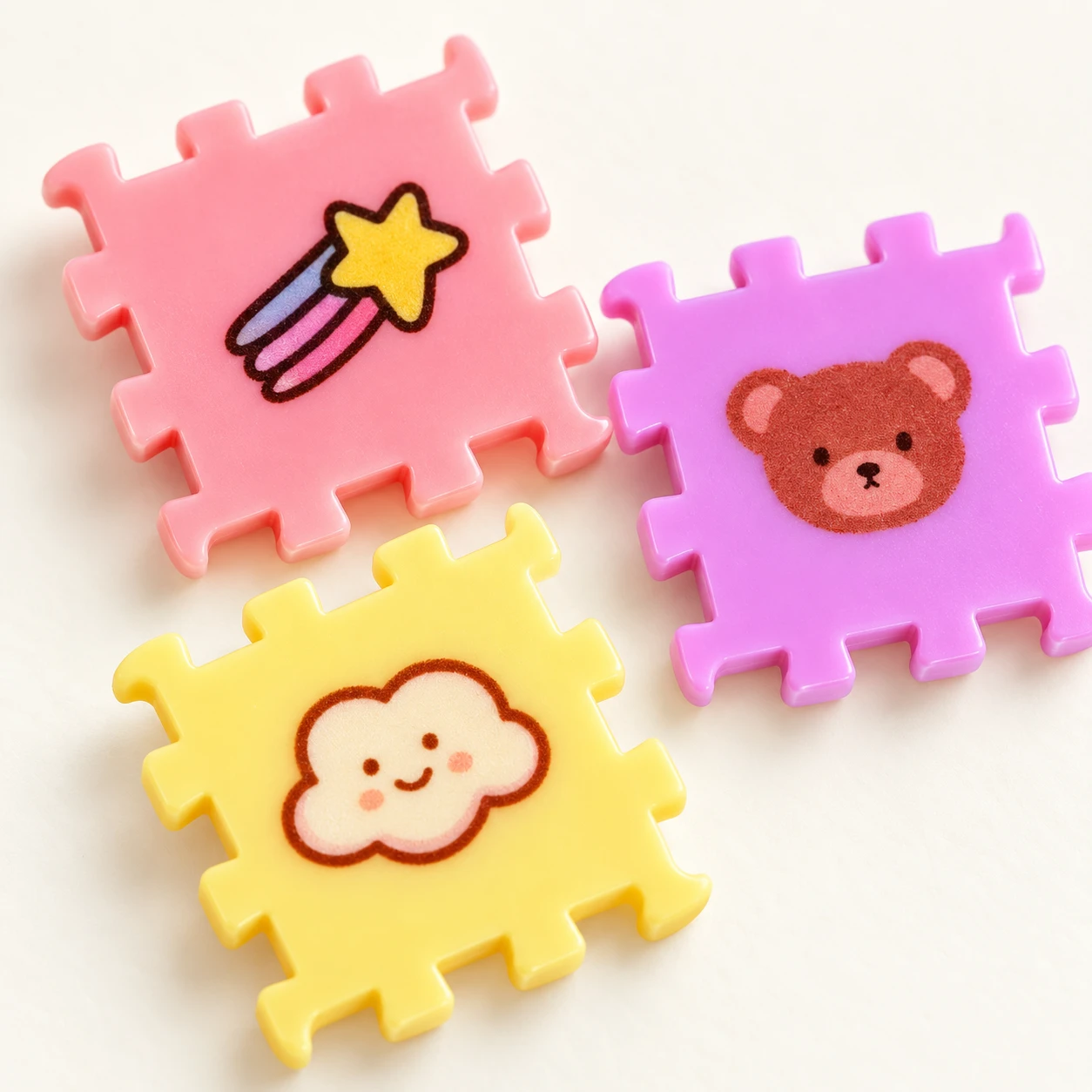 Pastel Puzzle Tile Acrylic Charms RW001859 close-up showing the decorative shape and finish