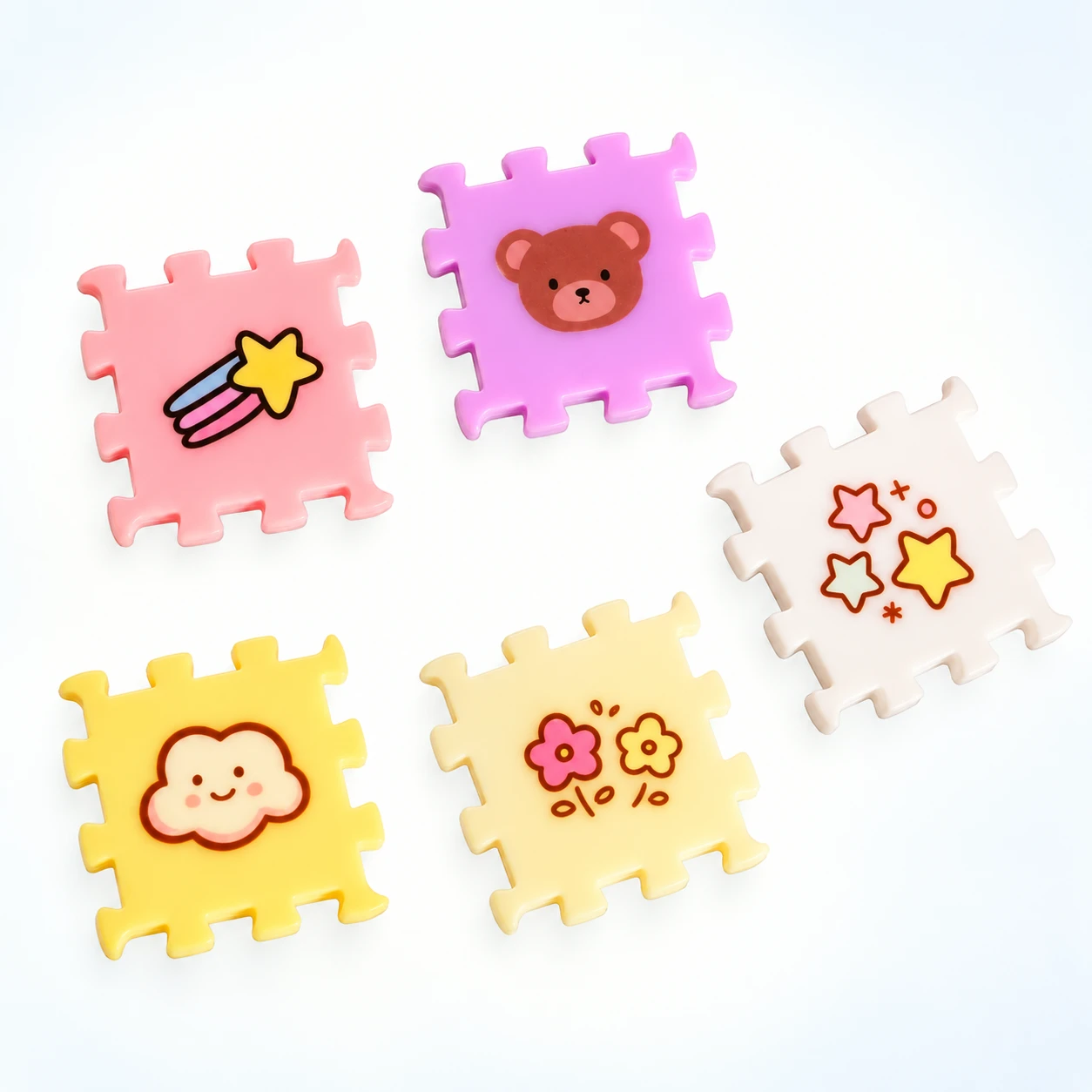 Pastel Puzzle Tile Acrylic Charms RW001859 on a clean light studio background