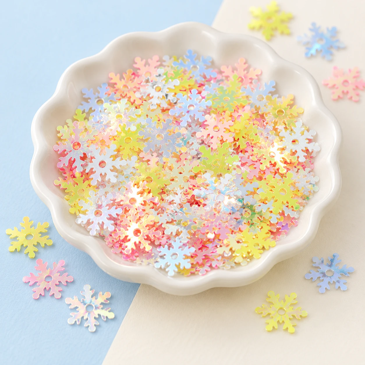 Pastel Snowflake Sequin Mix MA096 displayed for assortment selection