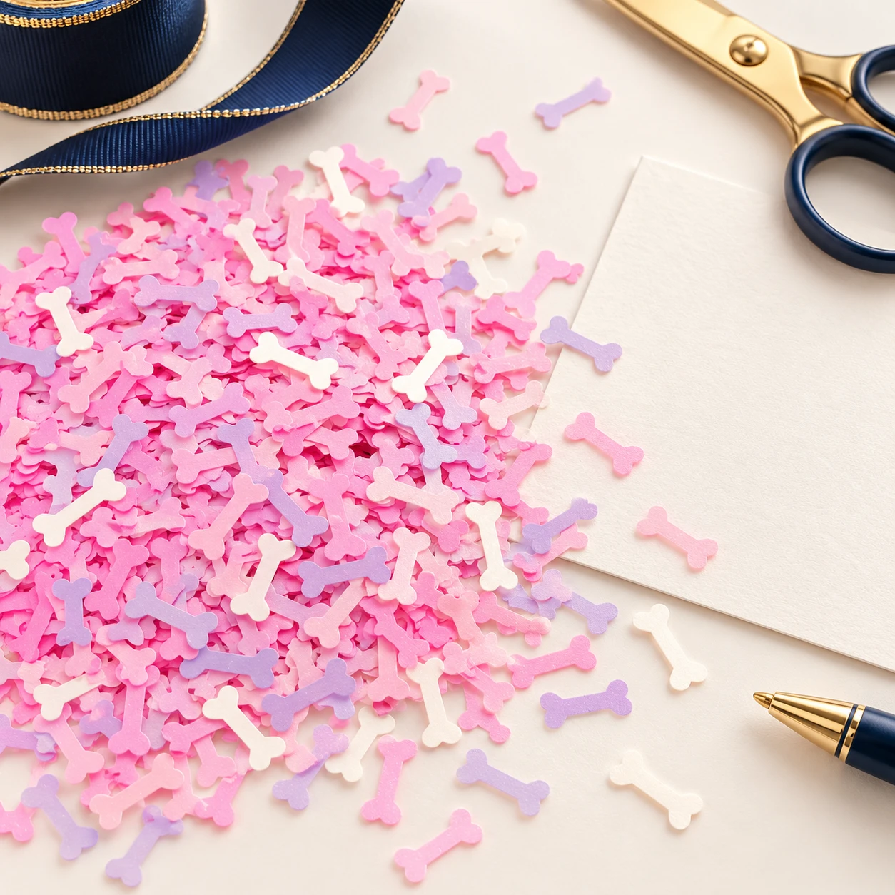 Pink Bone Confetti Sequins MA226 in an illustrative craft workspace