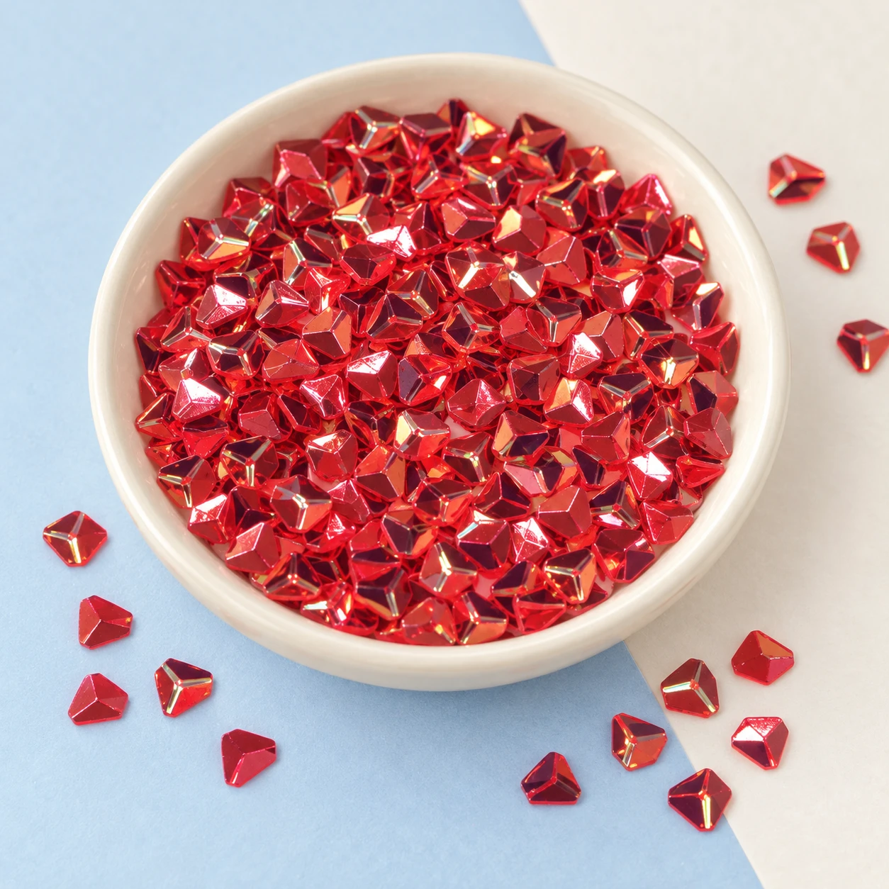 Red Faceted Diamond Sequins MA008 displayed for assortment selection