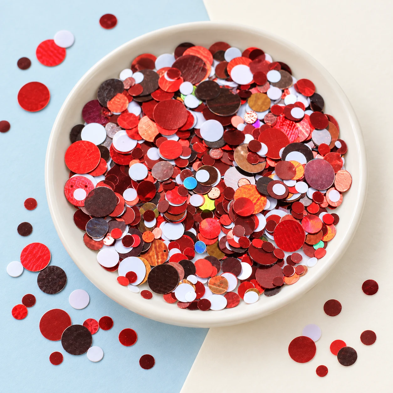Red White Black Round Confetti Mix MA041 displayed for assortment selection