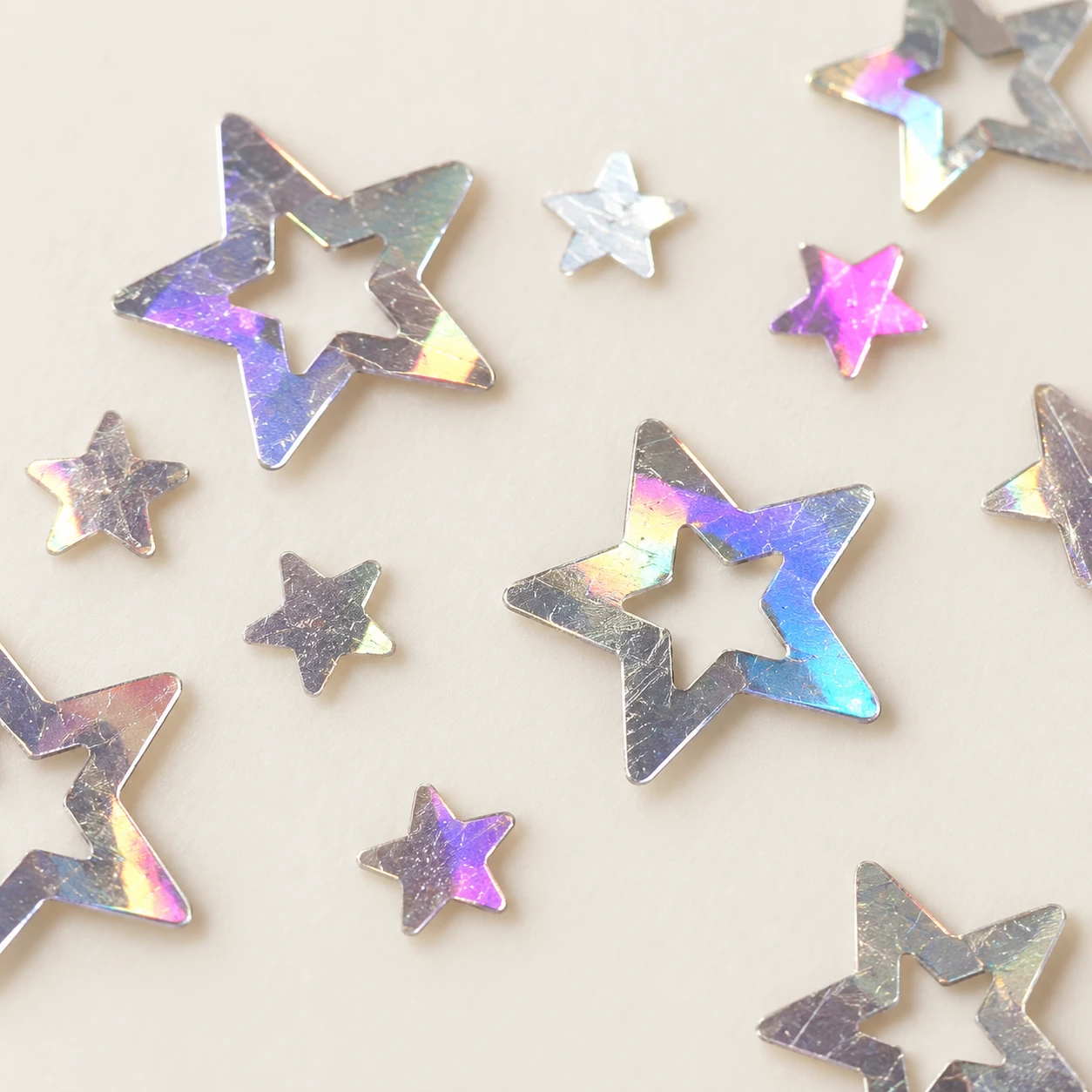 Silver Holographic Hollow Star Sequins MA174 close-up showing the decorative shape and finish