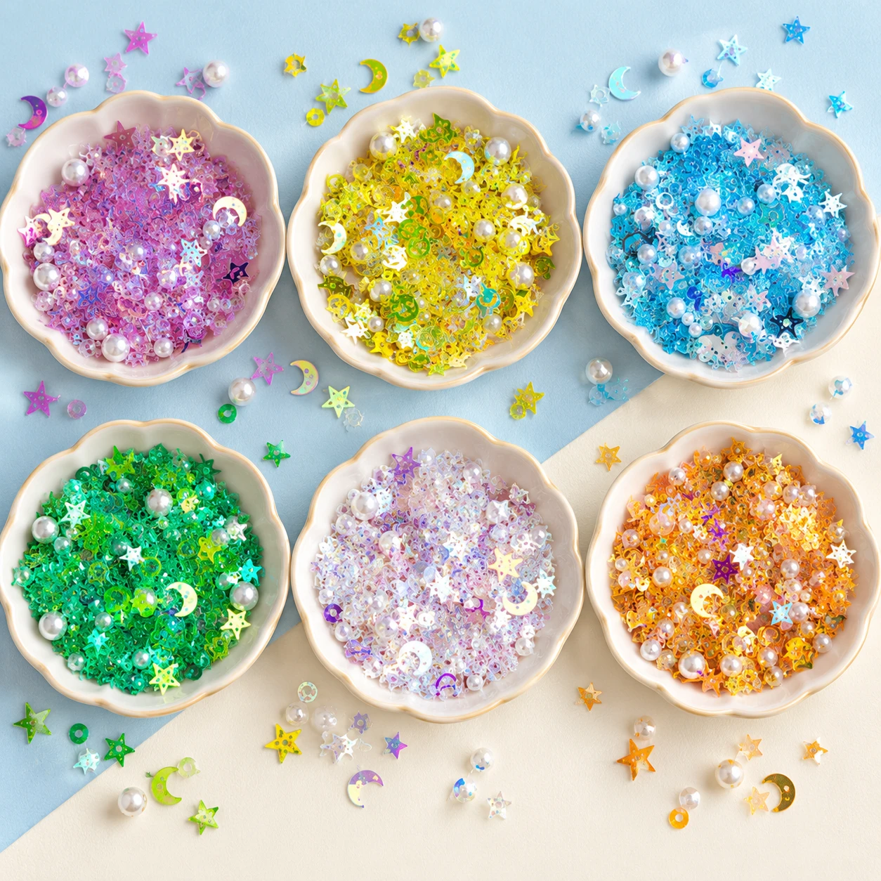 Star and Moon Sequin Color Collection MA302 displayed for assortment selection
