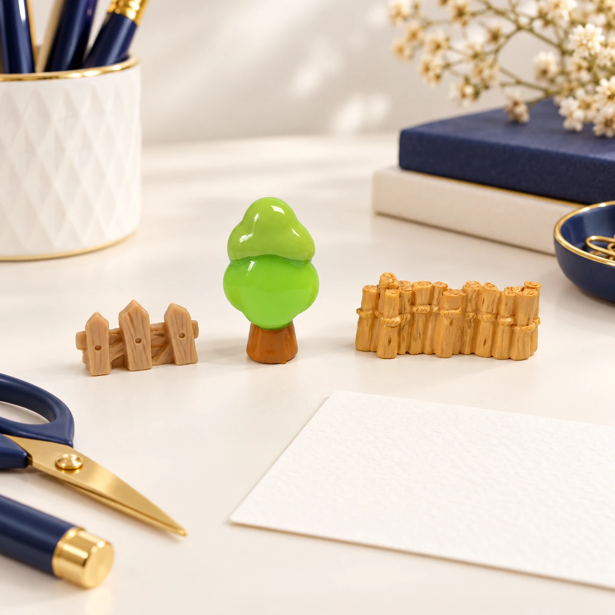 Tree and Fence Resin Miniatures RW002220 in an illustrative craft workspace