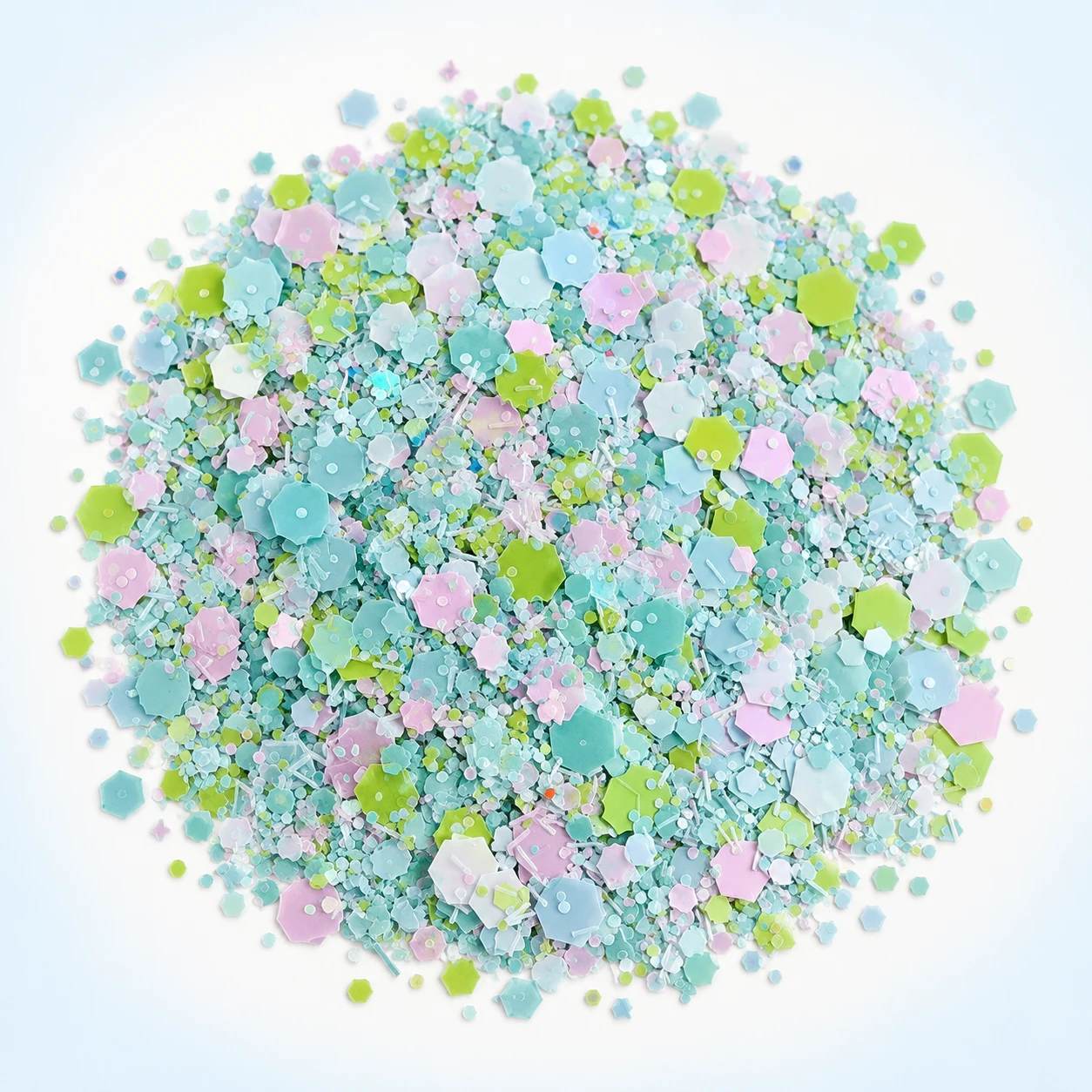 Ultrathin Iridescent Hexagon Confetti MA276 on a clean light studio background